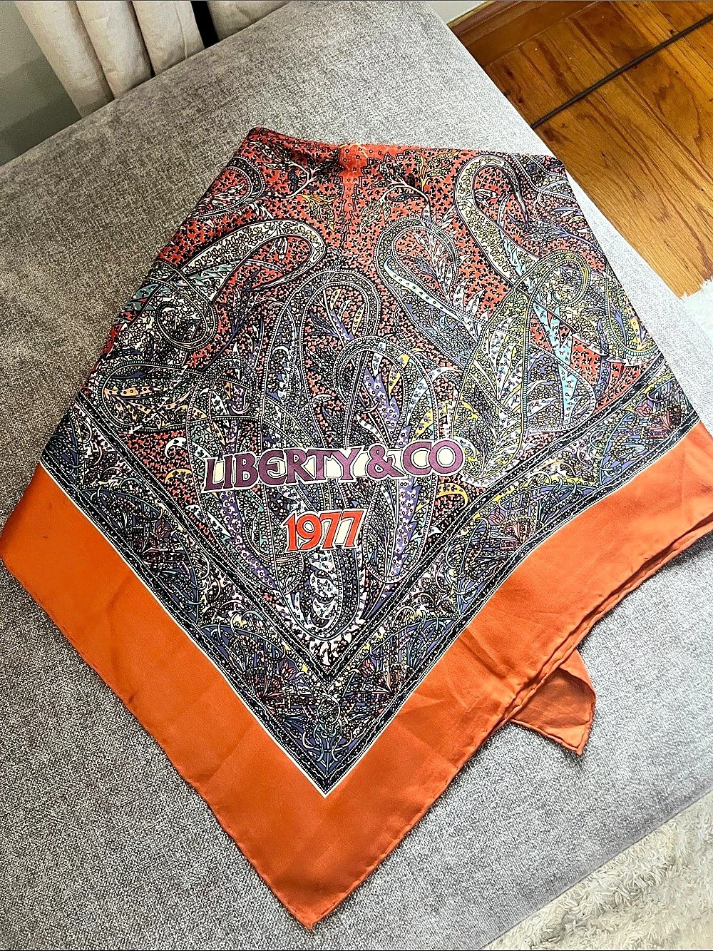 Liberty & Co 1977 Paisley Scarf in Orange & Multicolor Like New